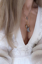 Load image into Gallery viewer, Moon Dust druzy crescent moon necklace