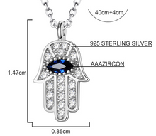Load image into Gallery viewer, Evil Eye Hand of Fatima Silver Necklace