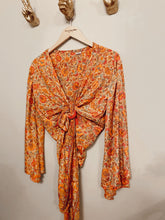 Load image into Gallery viewer, Silk bell sleeve top orange