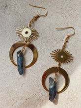Load image into Gallery viewer, Celestial Moon Smoky Quartz Earrrings earrings