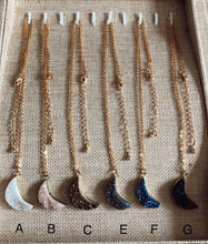 Load image into Gallery viewer, Lunar Dust druzy crescent moon necklace