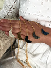 Load image into Gallery viewer, Lunar Dust druzy crescent moon necklace