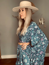 Load image into Gallery viewer, Silk frill sleeve top navy