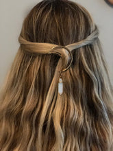 Load image into Gallery viewer, Metal Moon Crescent Hair Clip with opal gemstone