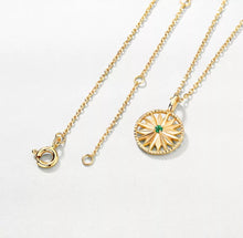 Load image into Gallery viewer, Green emerald Sunday necklace 14k gold vermeil